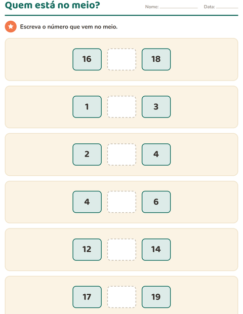 Pré-visualização da ficha de Quadro numérico para Educação infantil (pré-escola, 5-7 anos)