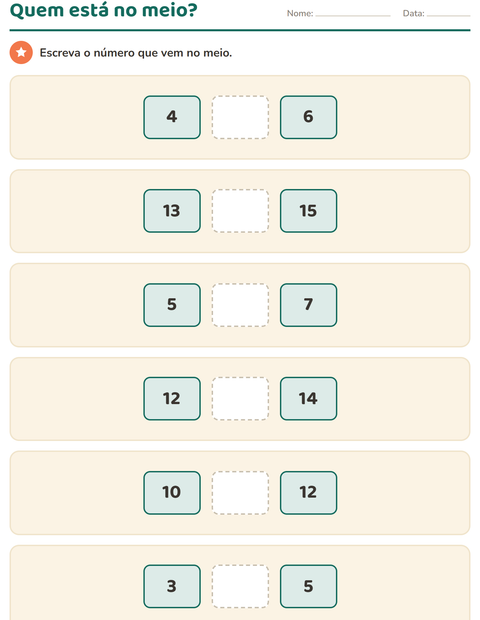 Pré-visualização da ficha de Quadro numérico para Educação infantil (pré-escola, 5-7 anos)