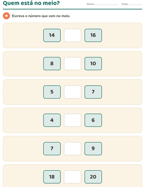 Pré-visualização da ficha de Quadro numérico para Educação infantil (pré-escola, 5-7 anos)