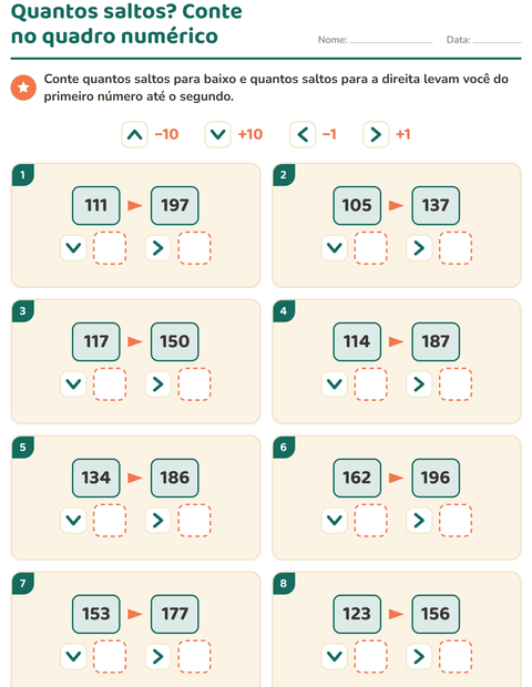 Pré-visualização da ficha de Peças do quadro numérico para 2º ano do ensino fundamental