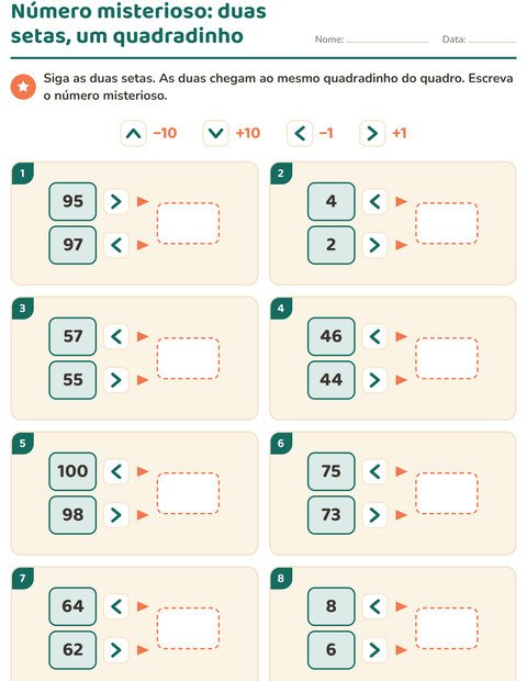 Pré-visualização da ficha de Peças do quadro numérico para 2º ano do ensino fundamental