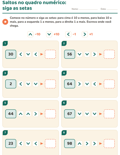 Pré-visualização da ficha de Peças do quadro numérico para 2º ano do ensino fundamental