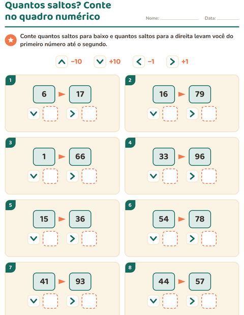 Pré-visualização da ficha de Peças do quadro numérico para 2º ano do ensino fundamental