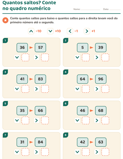Pré-visualização da ficha de Peças do quadro numérico para 2º ano do ensino fundamental