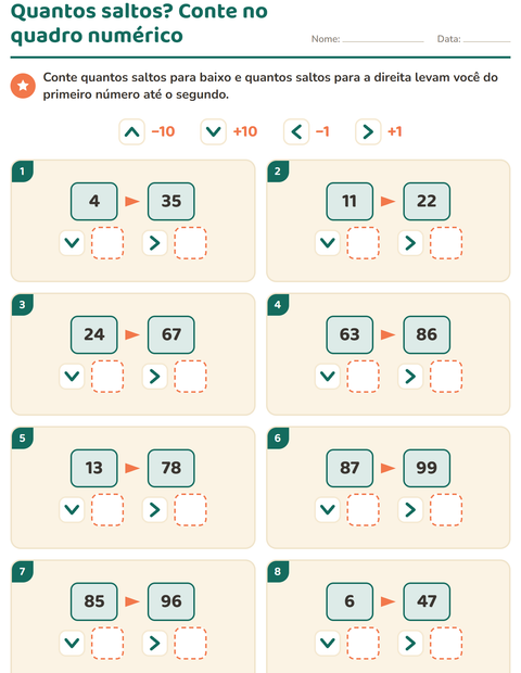 Pré-visualização da ficha de Peças do quadro numérico para 2º ano do ensino fundamental