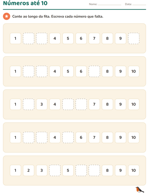 Pré-visualização da ficha de Quadro numérico com Primavera para Educação infantil (pré-escola, 5-7 anos)