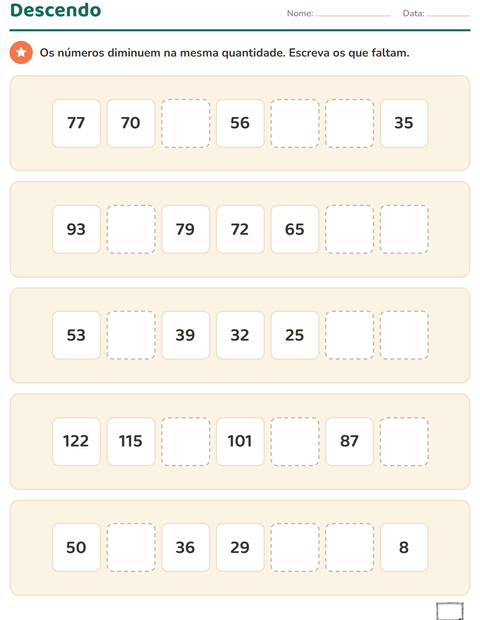 Pré-visualização da ficha de Quadro numérico com Sala de aula (P&B) para 3º ano do ensino fundamental