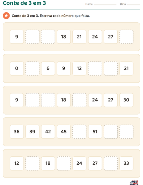Pré-visualização da ficha de Quadro numérico com Veículos para 2º ano do ensino fundamental