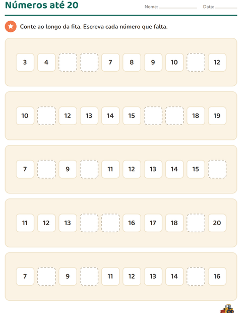 Pré-visualização da ficha de Quadro numérico com Veículos para Educação infantil (pré-escola, 5-7 anos)