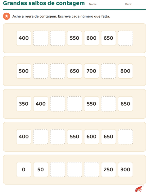 Pré-visualização da ficha de Quadro numérico com Vida marinha para 3º ano do ensino fundamental