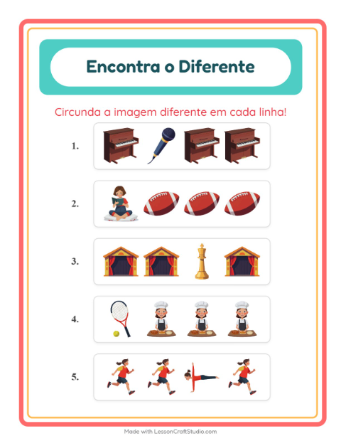 Pré-visualização da ficha de Qual É Diferente com Atividades para Educação infantil (pré-escola, 5-7 anos)