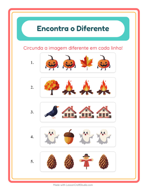 Pré-visualização da ficha de Qual É Diferente com Diversos para Educação infantil (pré-escola, 5-7 anos)