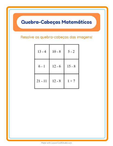 Pré-visualização da ficha de Quebra-cabeça Matemático com Árvores para 1º ano do ensino fundamental