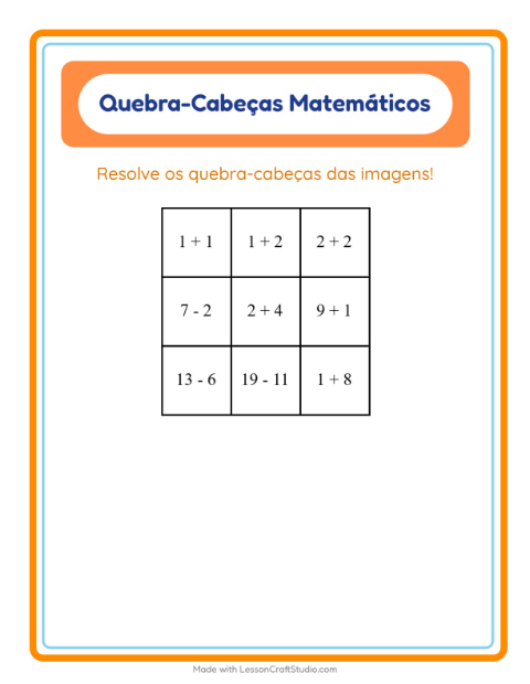 Pré-visualização da ficha de Quebra-cabeça Matemático com Correios para 1º ano do ensino fundamental