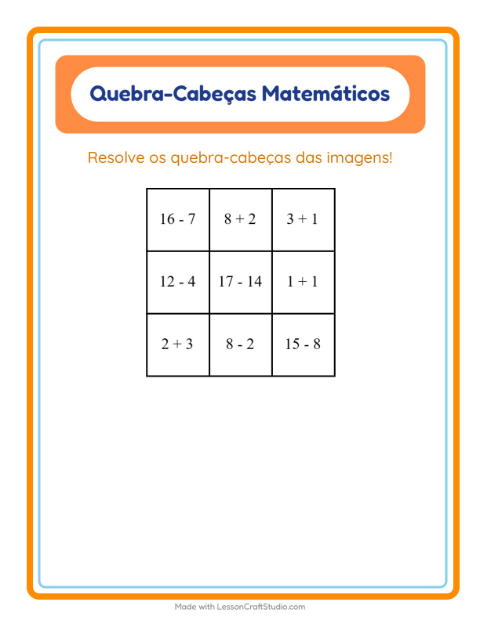 Pré-visualização da ficha de Quebra-cabeça Matemático com Flores para 1º ano do ensino fundamental