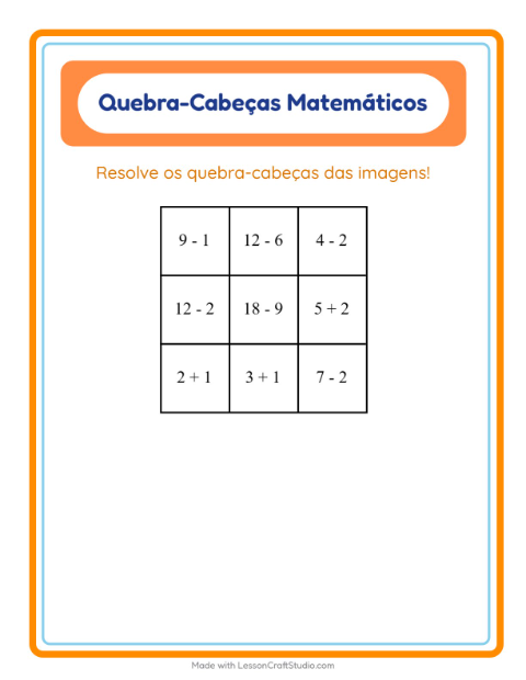 Pré-visualização da ficha de Quebra-cabeça Matemático com Natal para 1º ano do ensino fundamental