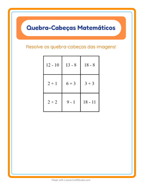 Pré-visualização da ficha de Quebra-cabeça Matemático com No supermercado para 1º ano do ensino fundamental