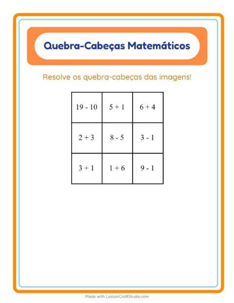 Pré-visualização da ficha de Quebra-cabeça Matemático com Padaria para 1º ano do ensino fundamental