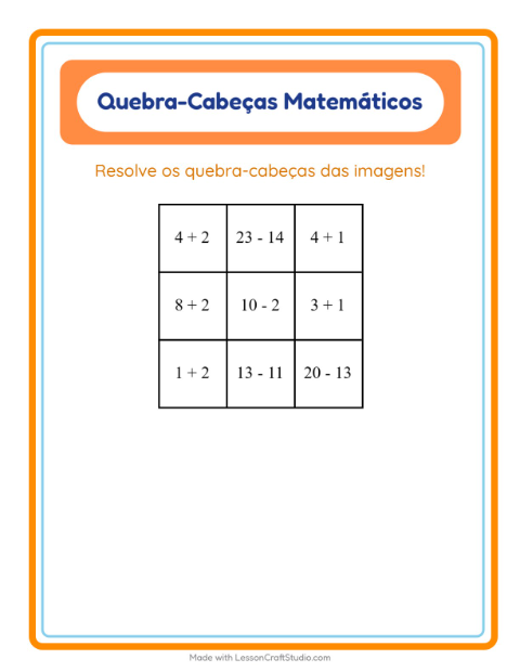 Pré-visualização da ficha de Quebra-cabeça Matemático com Pássaros 2 para 1º ano do ensino fundamental