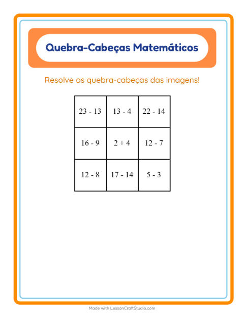 Pré-visualização da ficha de Quebra-cabeça Matemático com Pela casa para 1º ano do ensino fundamental