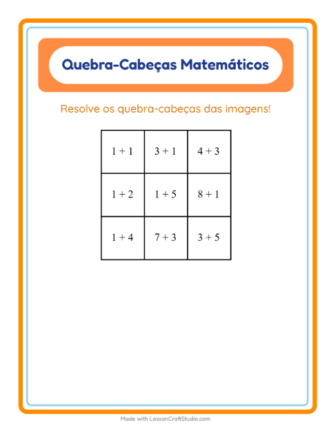 Pré-visualização da ficha de Quebra-cabeça Matemático com 4 de Julho para 1º ano do ensino fundamental