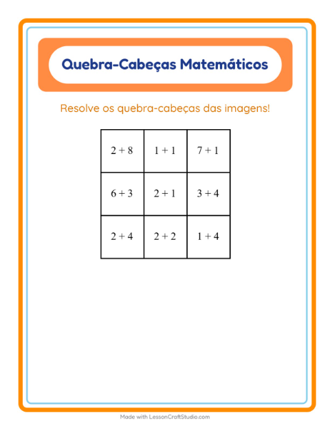 Pré-visualização da ficha de Quebra-cabeça Matemático com Árvores para 1º ano do ensino fundamental