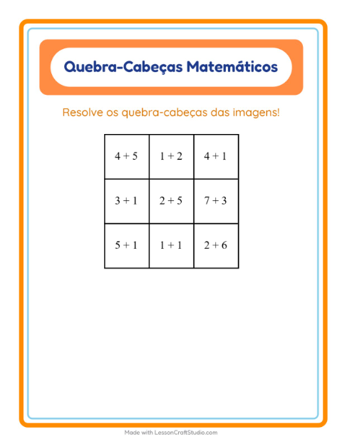 Pré-visualização da ficha de Quebra-cabeça Matemático com Dia de Ação de Graças para 1º ano do ensino fundamental