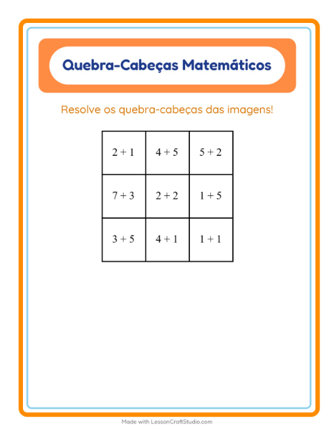 Pré-visualização da ficha de Quebra-cabeça Matemático com Flores para 1º ano do ensino fundamental