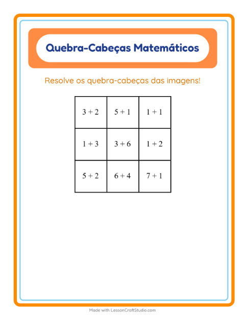 Pré-visualização da ficha de Quebra-cabeça Matemático com No supermercado para 1º ano do ensino fundamental