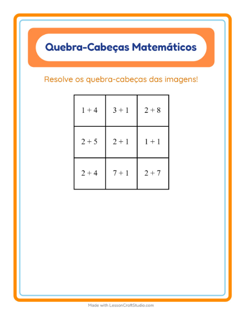 Pré-visualização da ficha de Quebra-cabeça Matemático com Pela casa para 1º ano do ensino fundamental