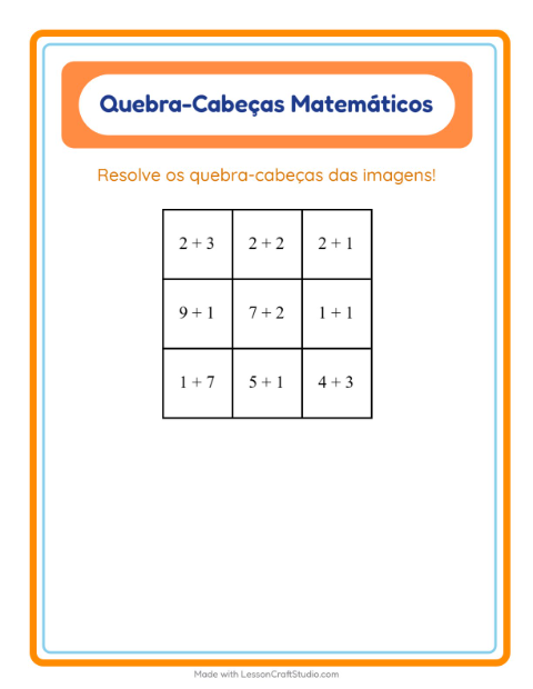 Pré-visualização da ficha de Quebra-cabeça Matemático com Roupas para 1º ano do ensino fundamental