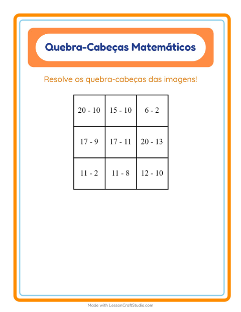 Pré-visualização da ficha de Quebra-cabeça Matemático com Árvores para 1º ano do ensino fundamental