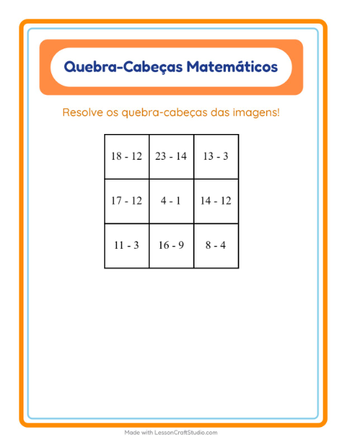 Pré-visualização da ficha de Quebra-cabeça Matemático com Coisas que voam para 1º ano do ensino fundamental
