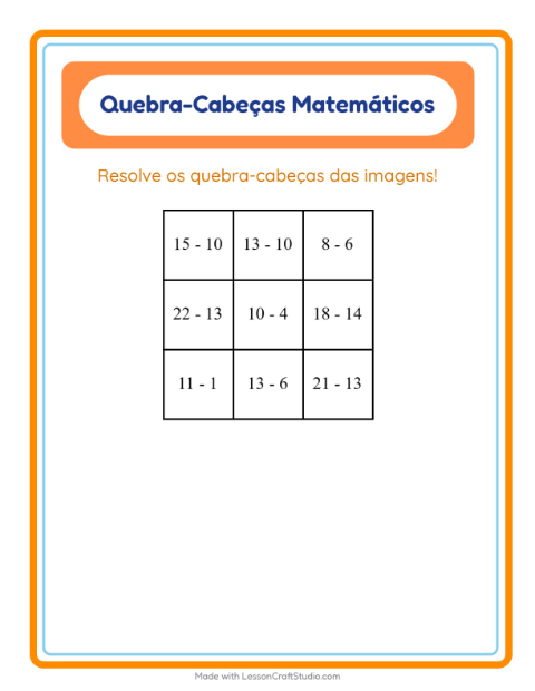 Pré-visualização da ficha de Quebra-cabeça Matemático com Flores para 1º ano do ensino fundamental