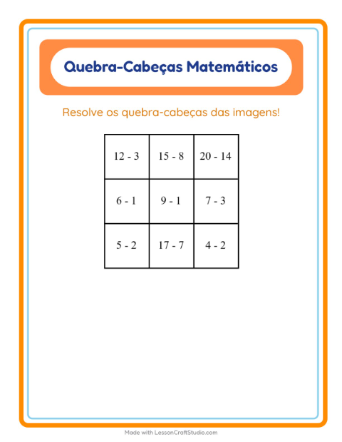 Pré-visualização da ficha de Quebra-cabeça Matemático com Formas para 1º ano do ensino fundamental