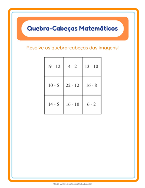 Pré-visualização da ficha de Quebra-cabeça Matemático com Natal para 1º ano do ensino fundamental