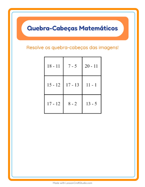 Pré-visualização da ficha de Quebra-cabeça Matemático com Padaria para 1º ano do ensino fundamental