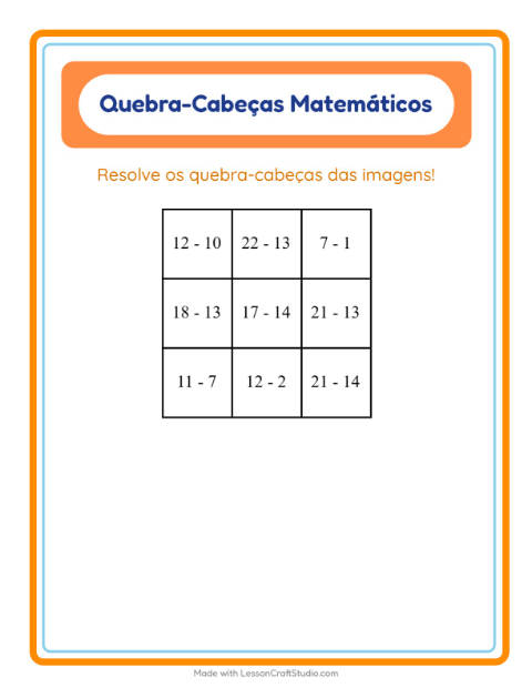 Pré-visualização da ficha de Quebra-cabeça Matemático com Sobremesas e doces para 1º ano do ensino fundamental