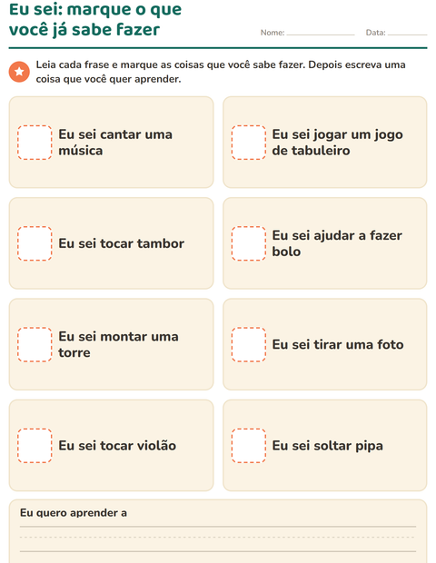 Pré-visualização da ficha de Quem sou eu para Educação infantil (pré-escola, 5-7 anos)