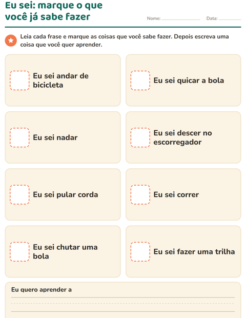 Pré-visualização da ficha de Quem sou eu para Educação infantil (pré-escola, 5-7 anos)