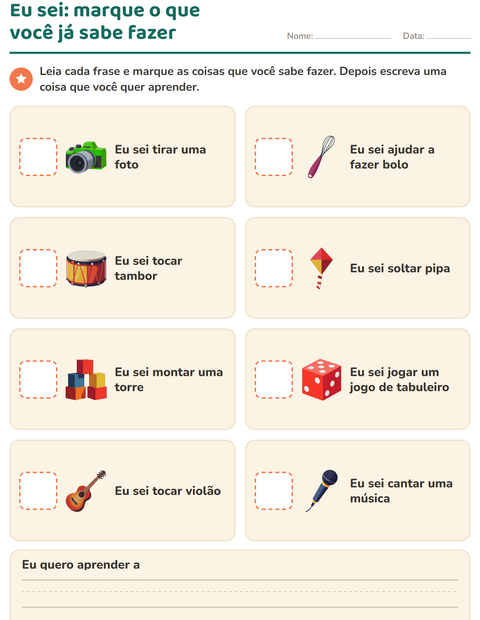 Pré-visualização da ficha de Quem sou eu para Educação infantil (pré-escola, 5-7 anos)