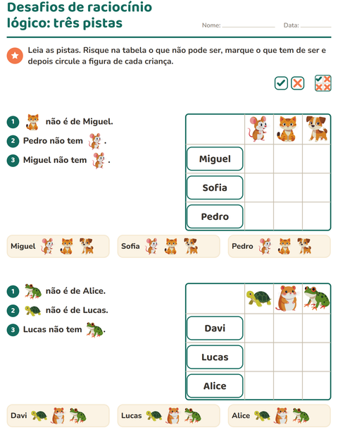 Desafios de raciocínio lógico: três pistas, uma resposta