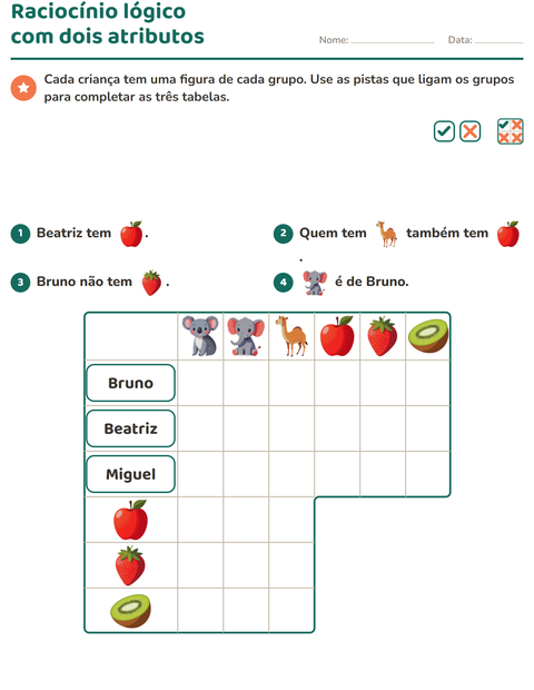 Pré-visualização da ficha de Raciocínio lógico com Animais do zoológico para 3º ano do ensino fundamental