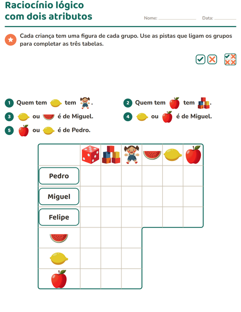 Pré-visualização da ficha de Raciocínio lógico com Brinquedos para 3º ano do ensino fundamental