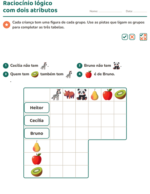 Pré-visualização da ficha de Raciocínio lógico com Animais do zoológico para 3º ano do ensino fundamental
