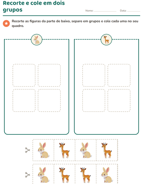 Pré-visualização da ficha de Recorte e colagem com Animais para Educação infantil (pré-escola, 5-7 anos)