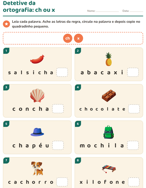 Pré-visualização da ficha de Regras de ortografia para 2º ano do ensino fundamental