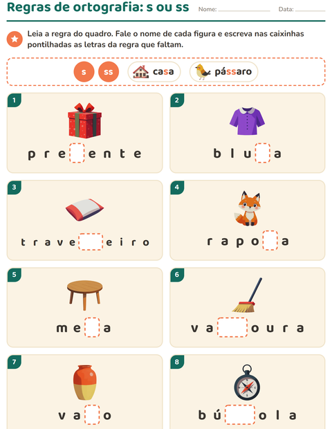 Pré-visualização da ficha de Regras de ortografia para 2º ano do ensino fundamental