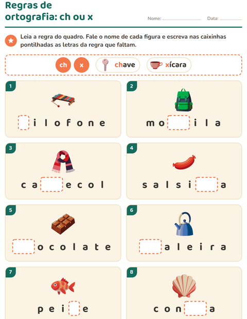 Pré-visualização da ficha de Regras de ortografia para 2º ano do ensino fundamental