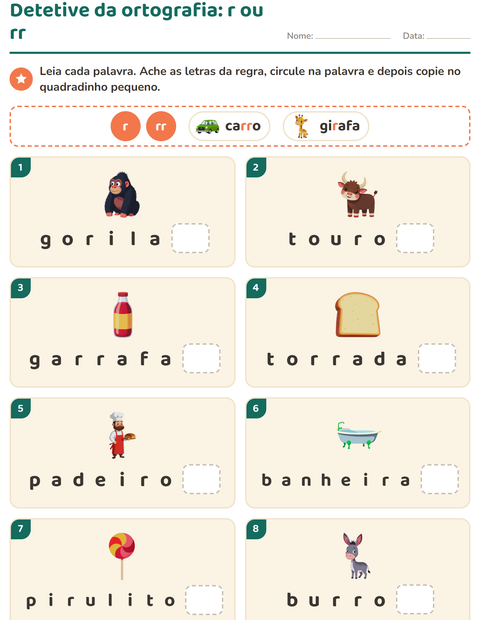 Detetive da ortografia: ache as letras da regra dentro da palavra inteira